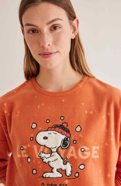 Pijama Polar Snoopy Naranjo Women'Secret Multilicense Trend