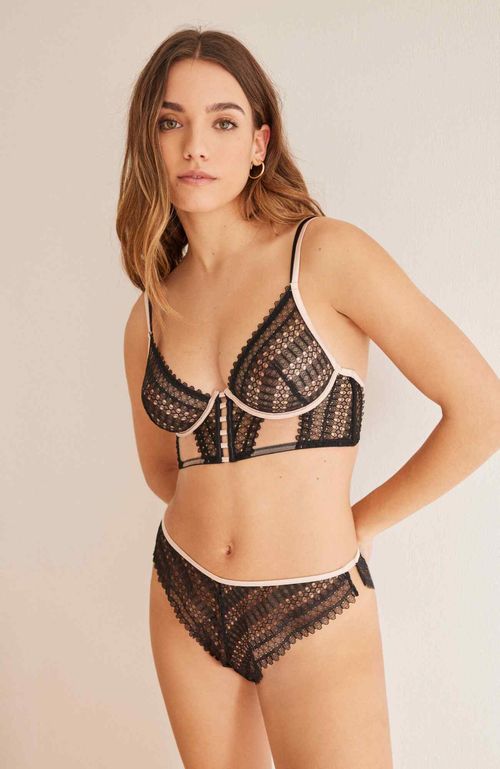 Calzón Ancho Culotte Encaje Negro Women'Secret Sense
