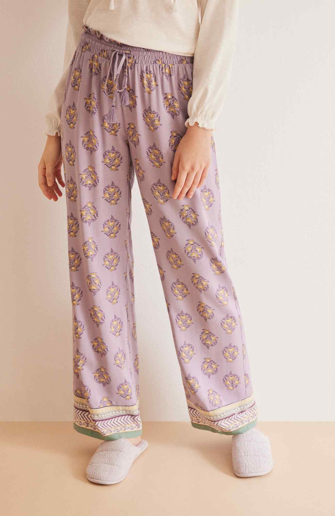 Pantalón De Pijama De Cuadros Para Mujer - Franela 100% Algodón, Cintura Elástica Con Lazo, Cómodo Y Favorecedor