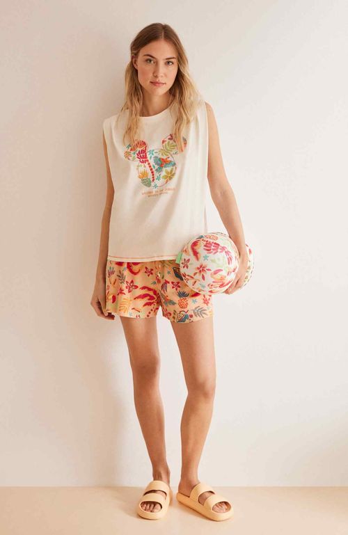 Pijama Corto 100% Algodón Tropical Beige Women'Secret Multilicense Jungle