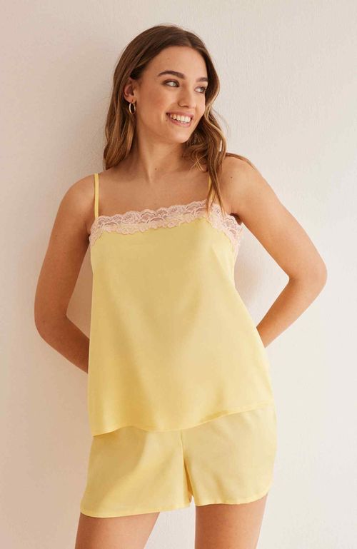 Pijama Corto Satén Amarillo Women'Secret Sense Valentine