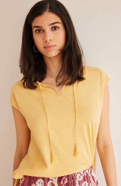 Polera Textura Flamé Amarillo Women'Secret Mix And Match Origins