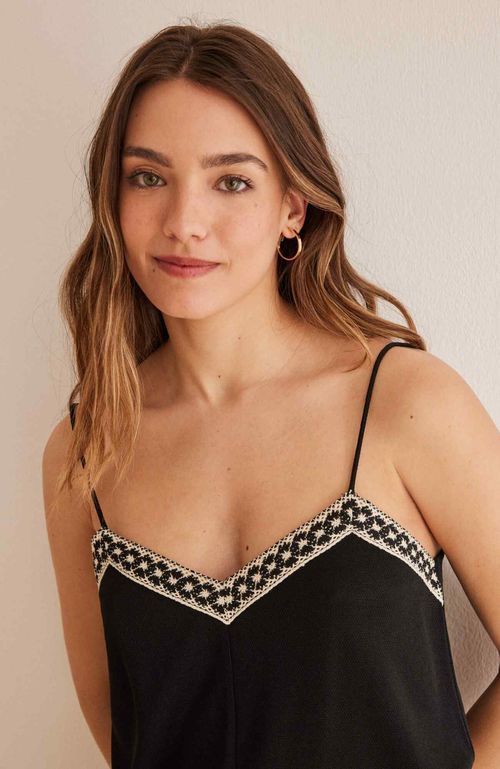 Top Tirantes Crochet Negro Women'Secret Mix And Match Ethnic