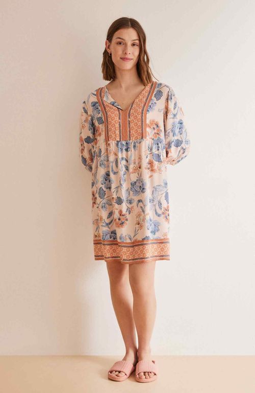 Vestido Manga Abullonada Flores Multicolor Women'Secret Mix And Match Batik