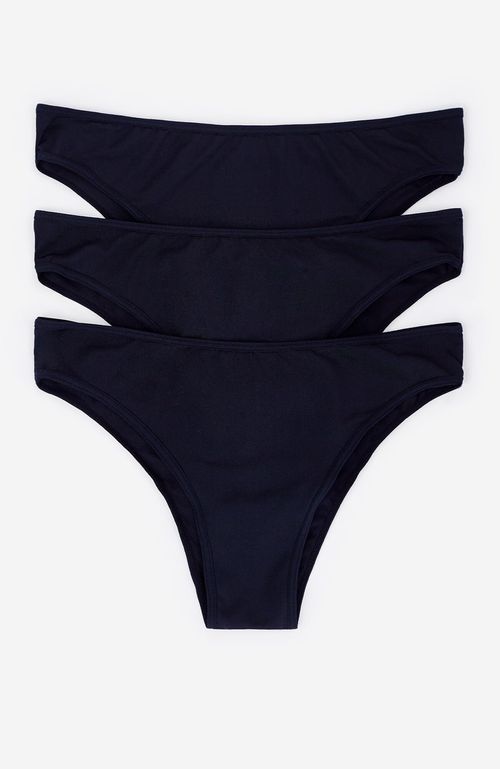 Pack 3 Calzones Brasilero Microfibra Negro Women'Secret My Essentials