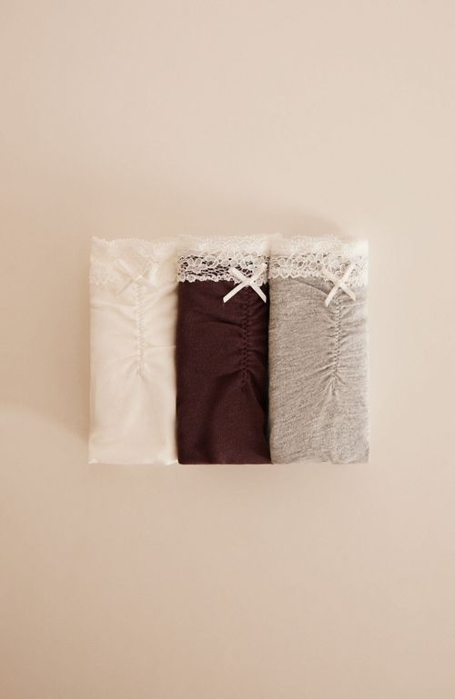 Pack 3 Calzóns Clásicas Algodón Frunce Café Women'Secret