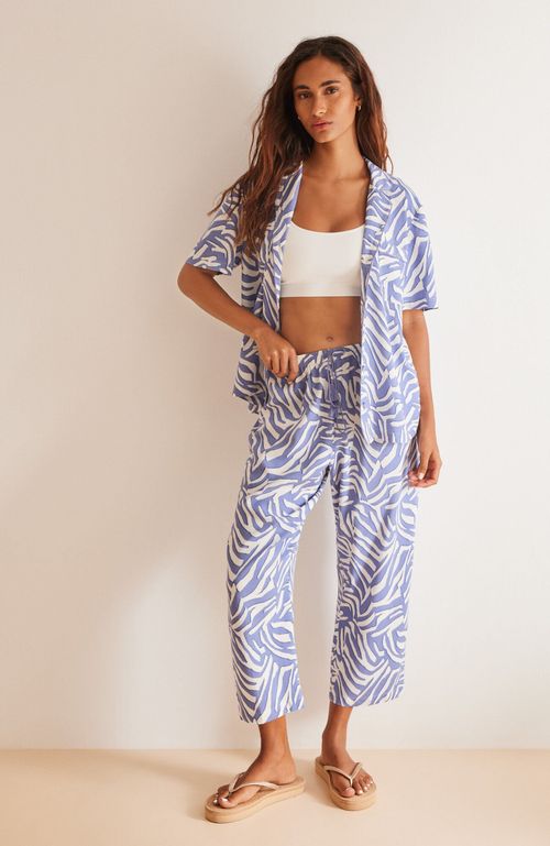 Pijama Camisero Capri Cebra Azul Azul Women'Secret