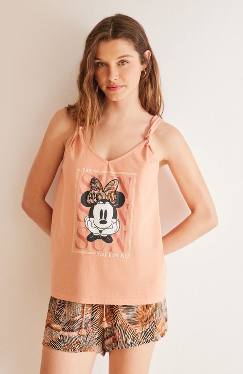 Pijama Corto 100% Algodón Ocre Minnie Naranjo Women'Secret