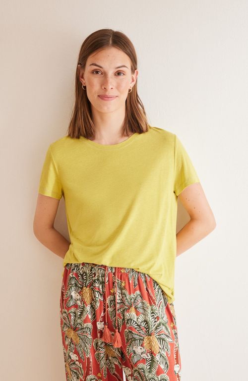 Polera Kaki Manga Corta Café Claro Women'Secret