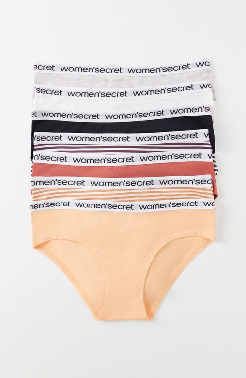 Pack 7 Calzones Anchos Algodón Logo Blanco Women'Secret