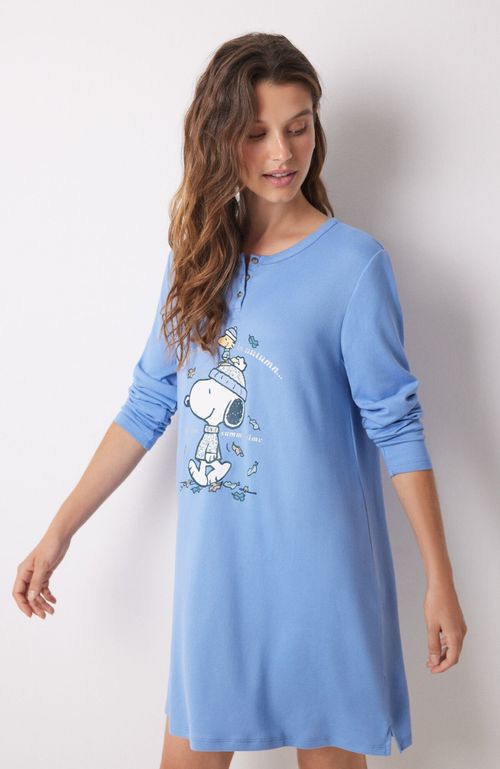Camisón Corto Super Soft Snoopy Azul Women'Secret