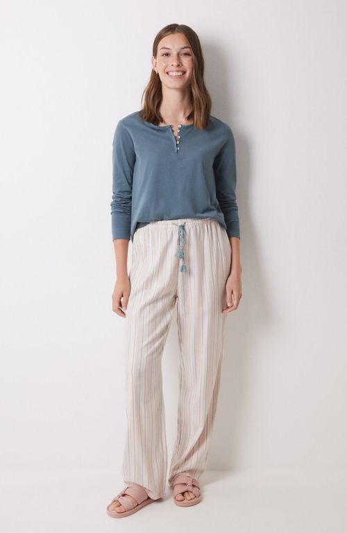 Pantalón Largo Franela Rayas Multicolor Multicolor Women'Secret