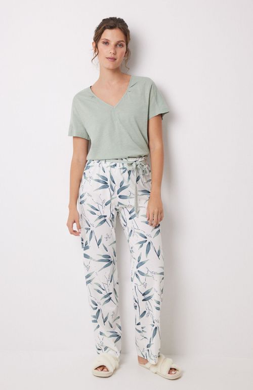 Pantalón Lounge 100% Algodón Print Hojas Verde Women'Secret