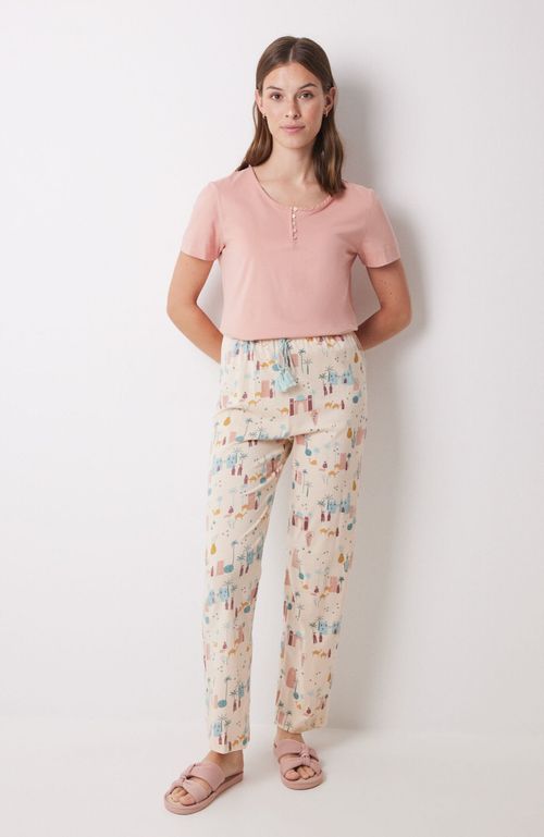 Pantalón Largo 100% Algodón Marfil Multicolor Women'Secret