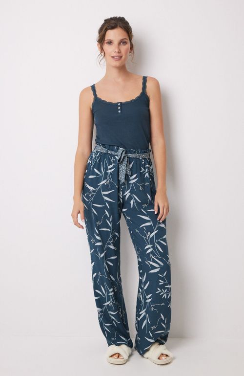 Pantalón Lounge Viscosa Print Hojas Verde Women'Secret
