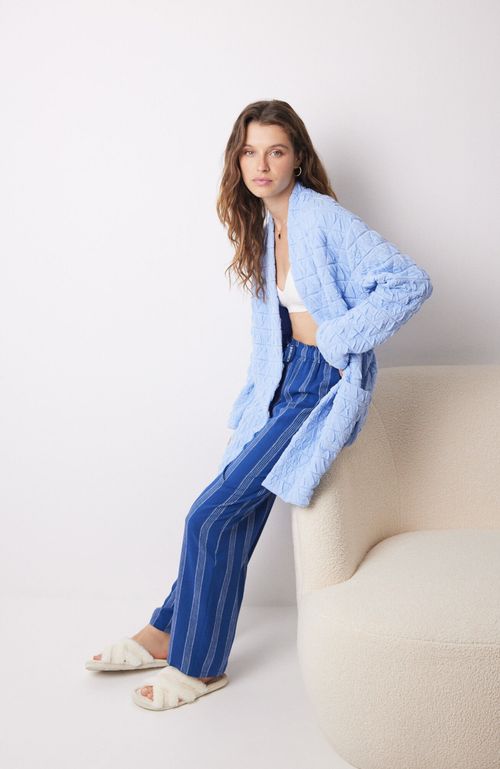 Pantalón Largo Lounge Viscosa Rayas Azul Women'Secret