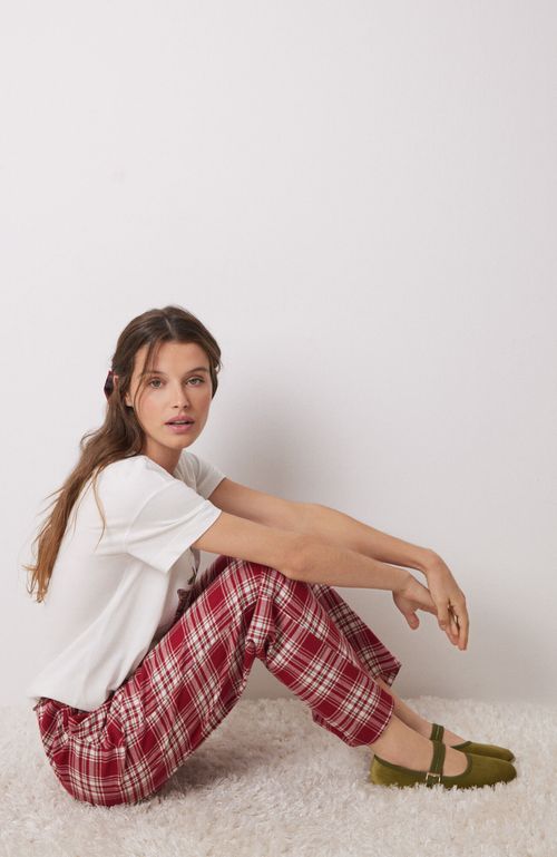 Pantalón Pijama Cuadros Algodón Rojo Rojo Women'Secret