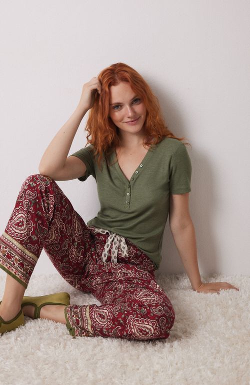 Pantalón Pijama Paisley Algodón Rojo Rojo Women'Secret