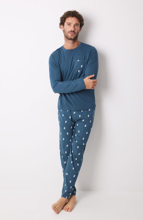 Pijama Largo Hombre 100% Algodón Astronautas Azul Claro Women'Secret