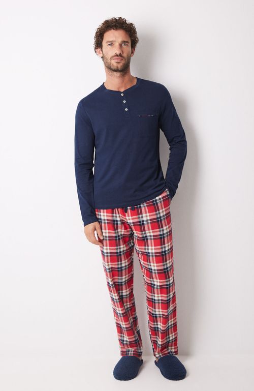 Pijama Masculino Cuadros Rojo 100% Algodón Azul Oscuro Women'Secret