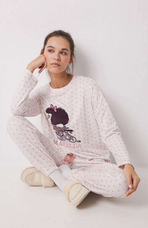 Pijama Largo Estampado Mafalda Fucsia Women'Secret