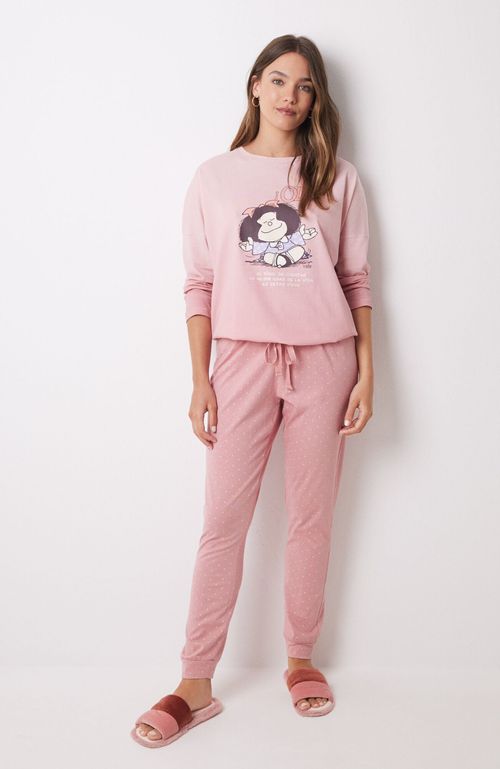 Pijama Largo 100% Algodón Mafalda Rosa Rosado Women'Secret