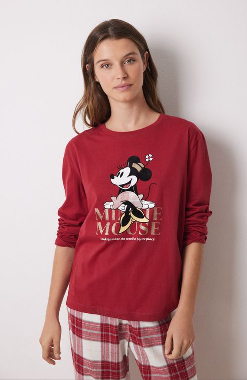 Pijama Largo 100% Algodón Minnie Rojo Rojo Women'Secret