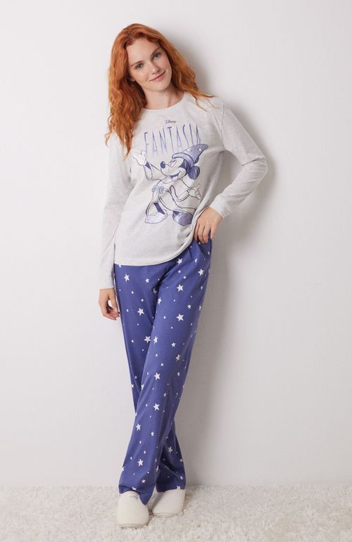 Pijama Largo 100% Algodón Snoopy Gris Oscuro Women'Secret