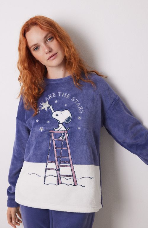 Pijama Largo Polar Snoopy Azul Women'Secret
