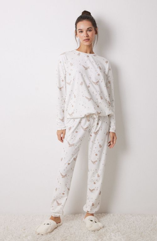 Pijama Terciopelo Elástico Harry Potter Blanco Women'Secret