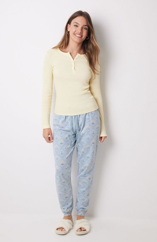 Pijama Largo Algodón Amarillo Flores Amarillo Women'Secret