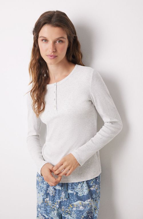 Pijama Largo Algodón Gris Paisaje Gris Women'Secret