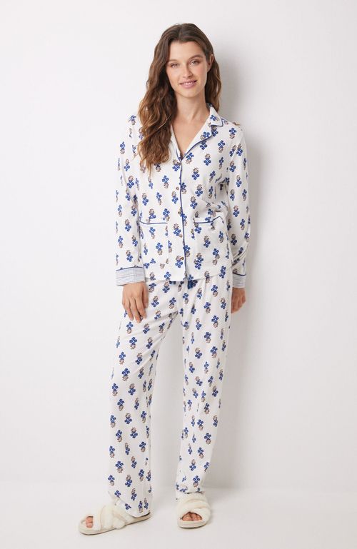 Pijama Camisero Largo 100% Algodón Flores Azul Women'Secret