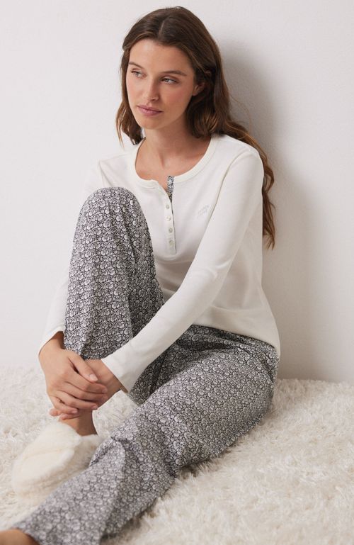 Pijama Largo Paisley Blanco Gris Women'Secret