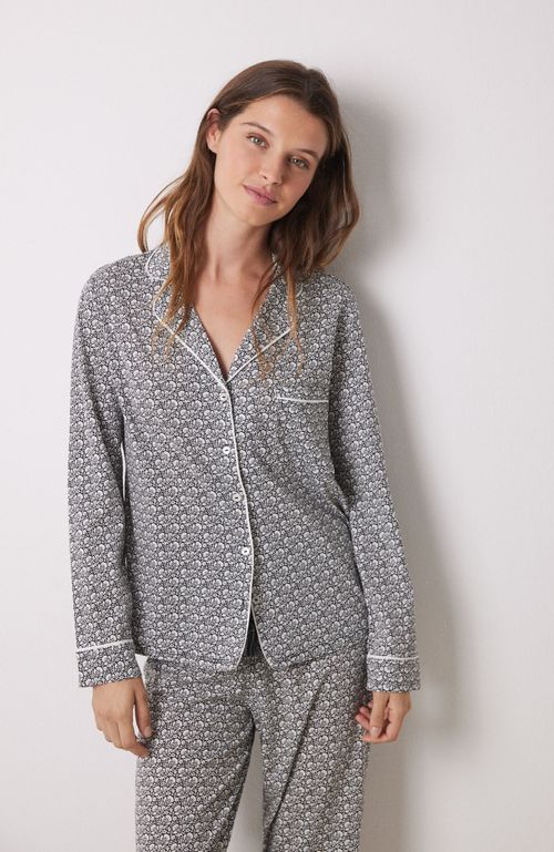 Pijama Camisero 100% Algodón Flores Gris Women'Secret