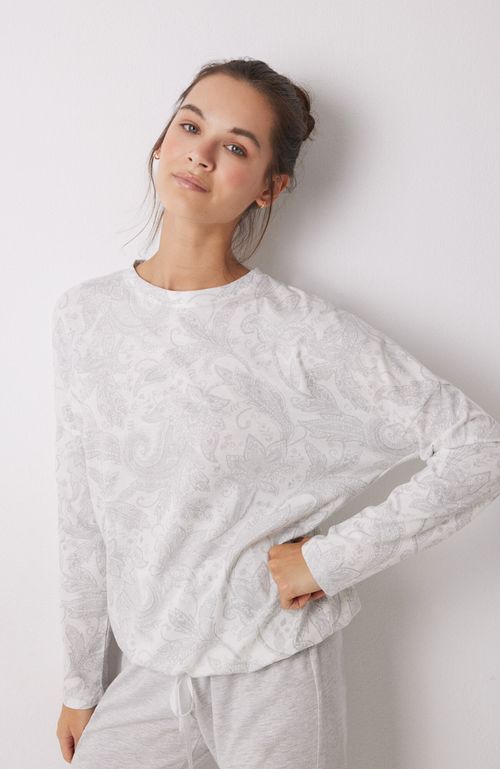 Pijama Largo 100% Algodón Paisley Blanco Women'Secret