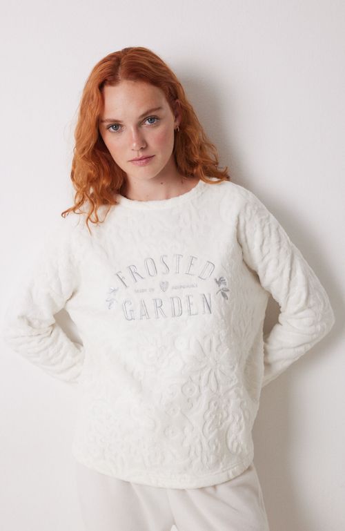 Pijama Largo Polar Marfil Beige Women'Secret