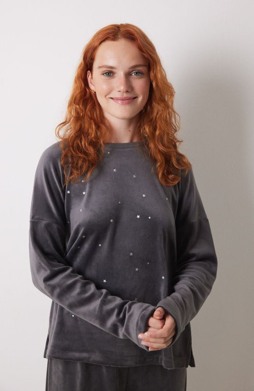 Pijama Largo Velour Negro Gris Women'Secret