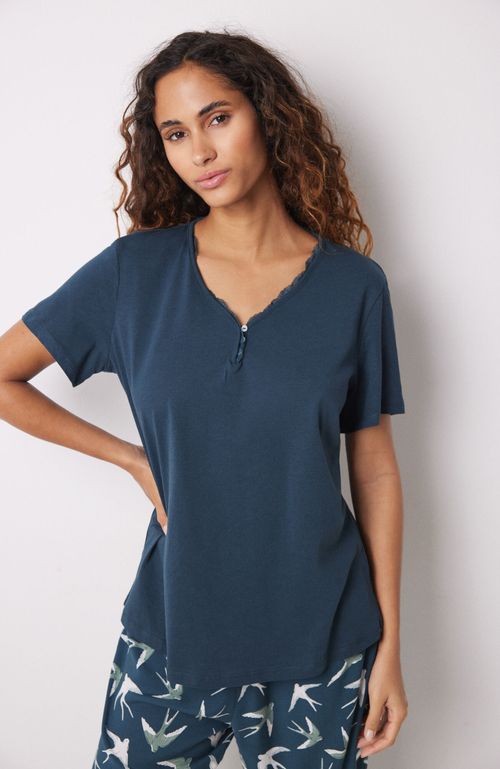 Polera Manga Corta 100% Algodón Verde Azul Oscuro Women'Secret
