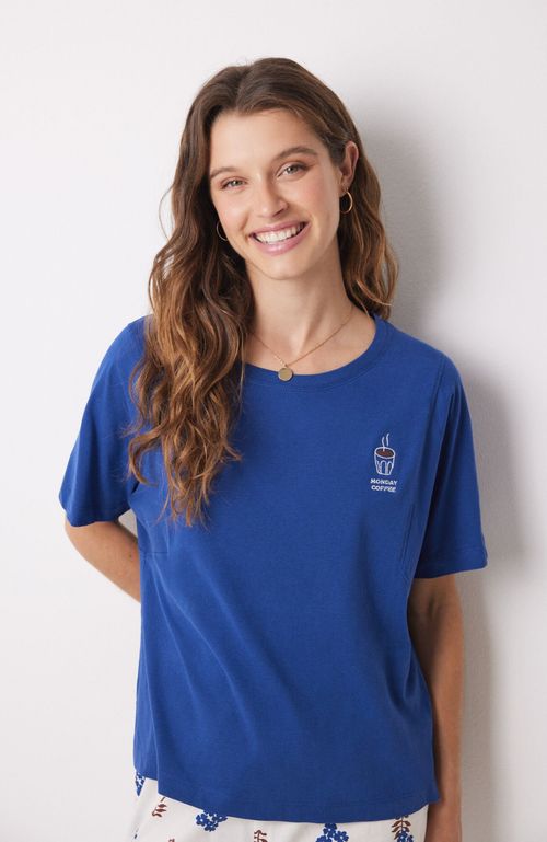 Polera Manga Corta 100% Algodón Azul Azul Women'Secret