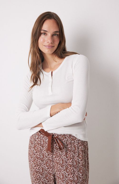 Polera Manga Larga Canalé Marfil Beige Women'Secret
