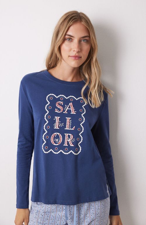 Polera Manga Larga Azul Sailor Azul Women'Secret