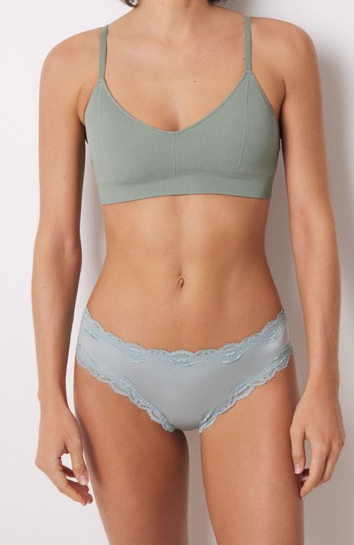 Calzón Brasileño Ancha Encaje Verde Verde Women'Secret