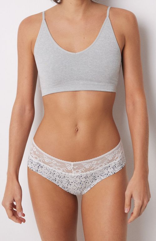 Calzón Ancho Algodón Gris Encaje Gris Oscuro Women'Secret