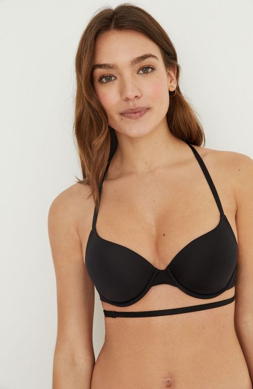 Superb Sostén Sin Tirantes Súper Push Up Microfibra Negro Women'Secret