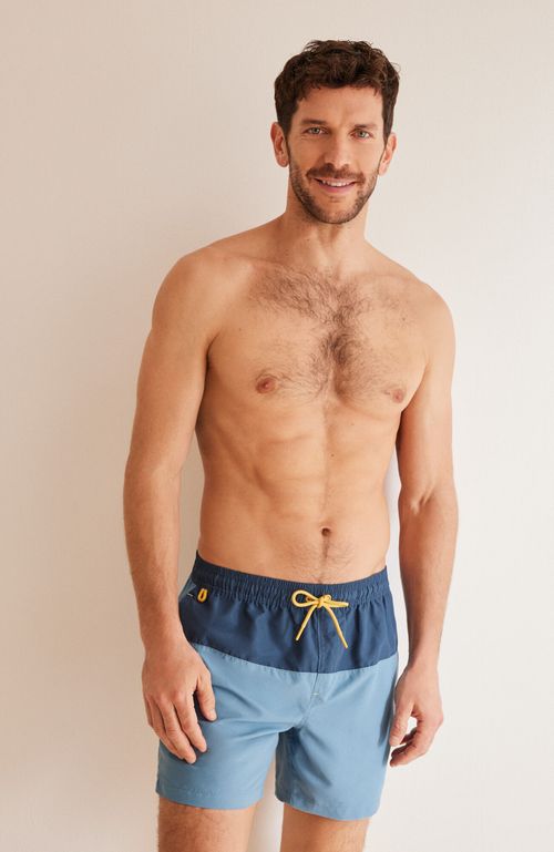 Traje De Baño Hombre Color Block Azul Men'Secret Men'S Swim