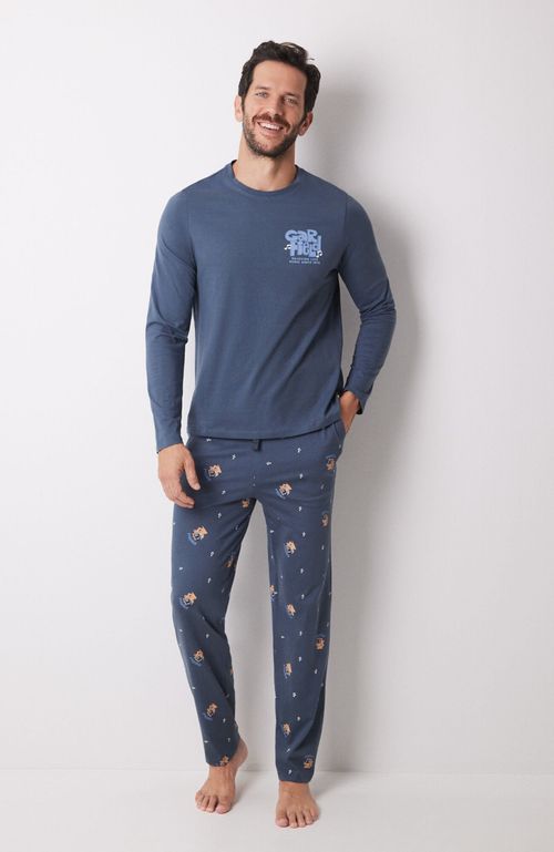 Pijama Largo Hombre 100% Algodón Garfield Azul Claro Women'Secret