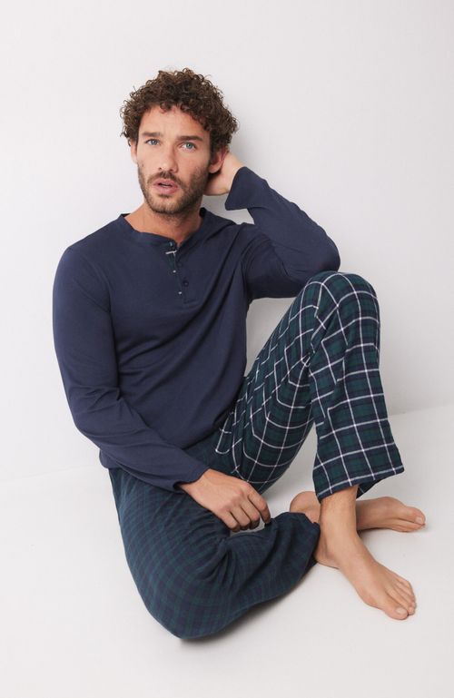 Pijama Largo Hombre 100% Algodón Cuadros Azul Oscuro Women'Secret
