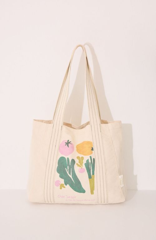 Bolso Shoper Algodón Print Vegetales Blanco Women'Secret