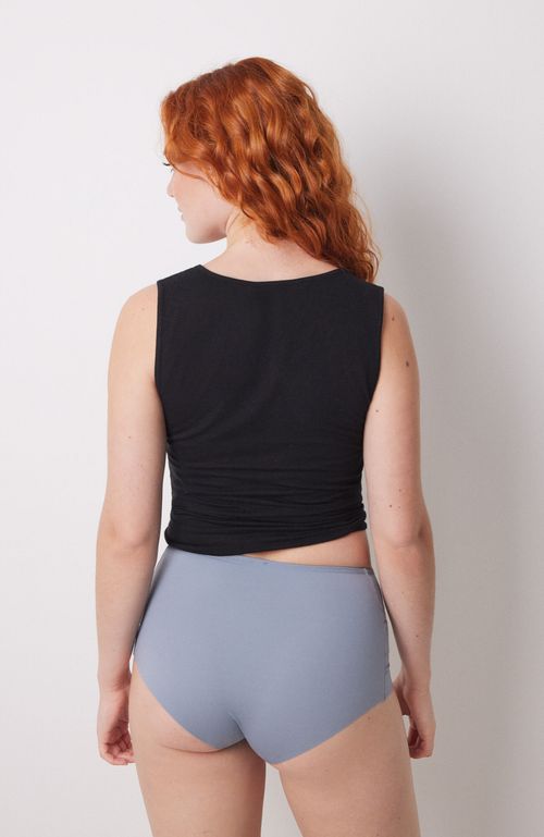 Calzón Alto Clásico Microfibra Azul Gris Oscuro Women'Secret